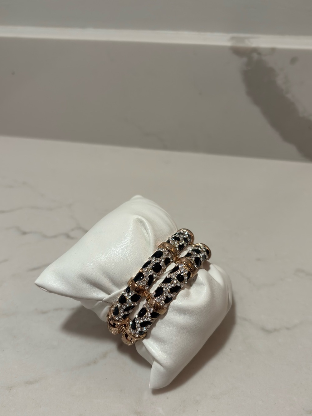 Gold-Tone Bracelet with Black and Clear Crystals